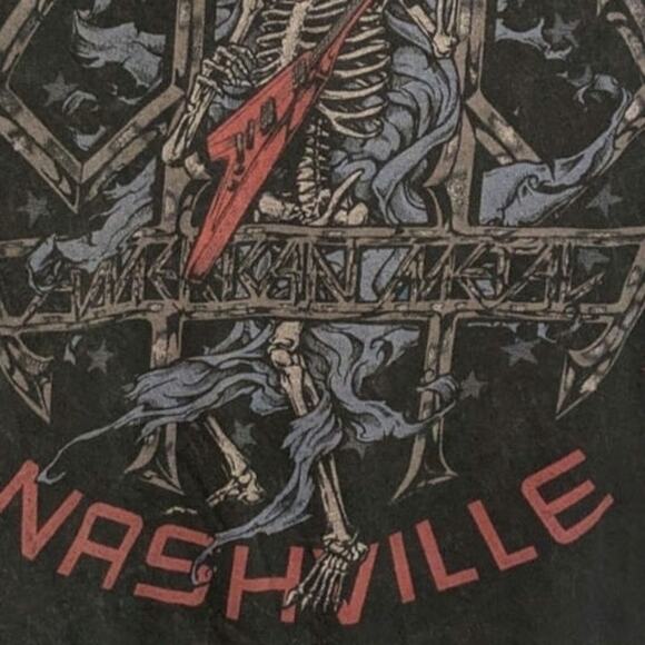 AFFLICTION American Metal Nashville Skeleton Guitar T-Shirt Flag Men's Large - Picture 4 of 6